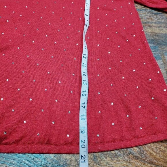 NIC+ZOE Relaxed Bling Rhinestone Studded V-Neck Long Sleeve Sweater Size Large - Picture 11 of 12